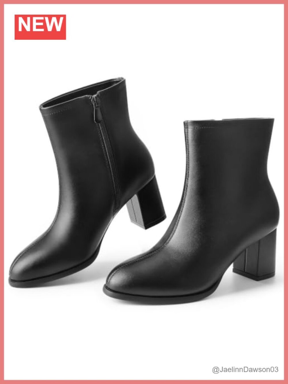 Women's Pointed Toe Ankle Boots Chunky Block Low Heel Booties PU
